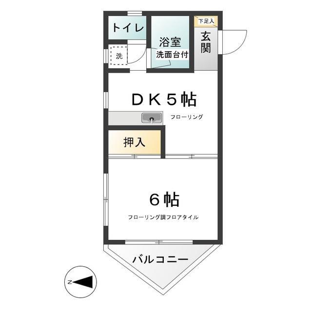 イイヅカビル(1DK/3階)の間取り写真