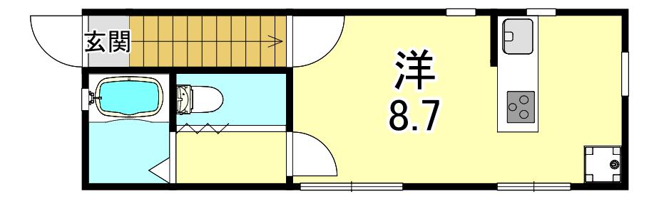 東尻池ハイツ(ワンルーム/1階)の間取り写真