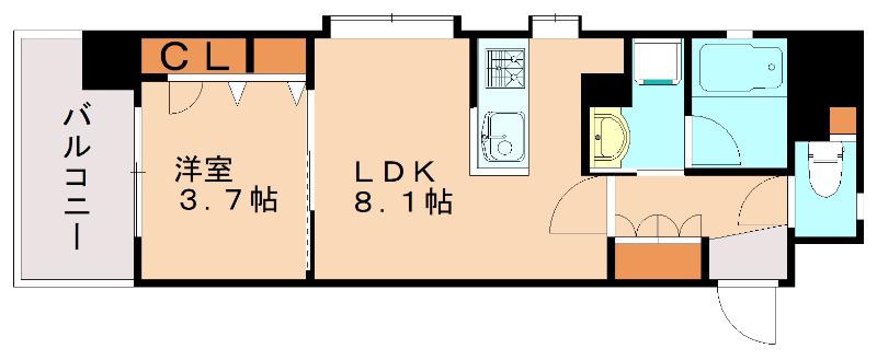 アクタス博多Vタワー(1LDK/2階)の間取り写真