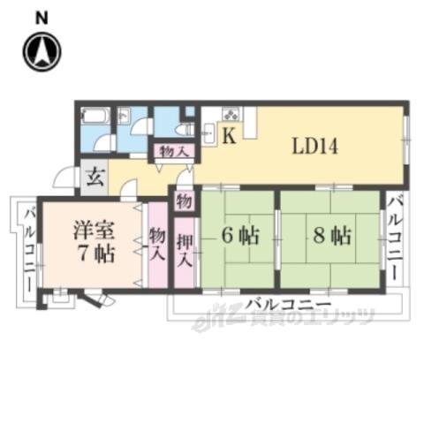 アーバン紫園(3LDK/5階)の間取り写真