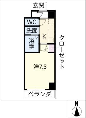 リビエ亀島(1K/6階)の間取り写真