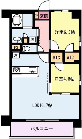WHITESTORK叶屋(2LDK/4階)の間取り写真
