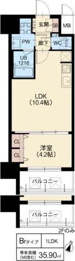 スプランディッド新大阪VI(1LDK/2階)の間取り写真
