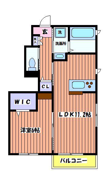ビバーチェ国立(1LDK/1階)の間取り写真