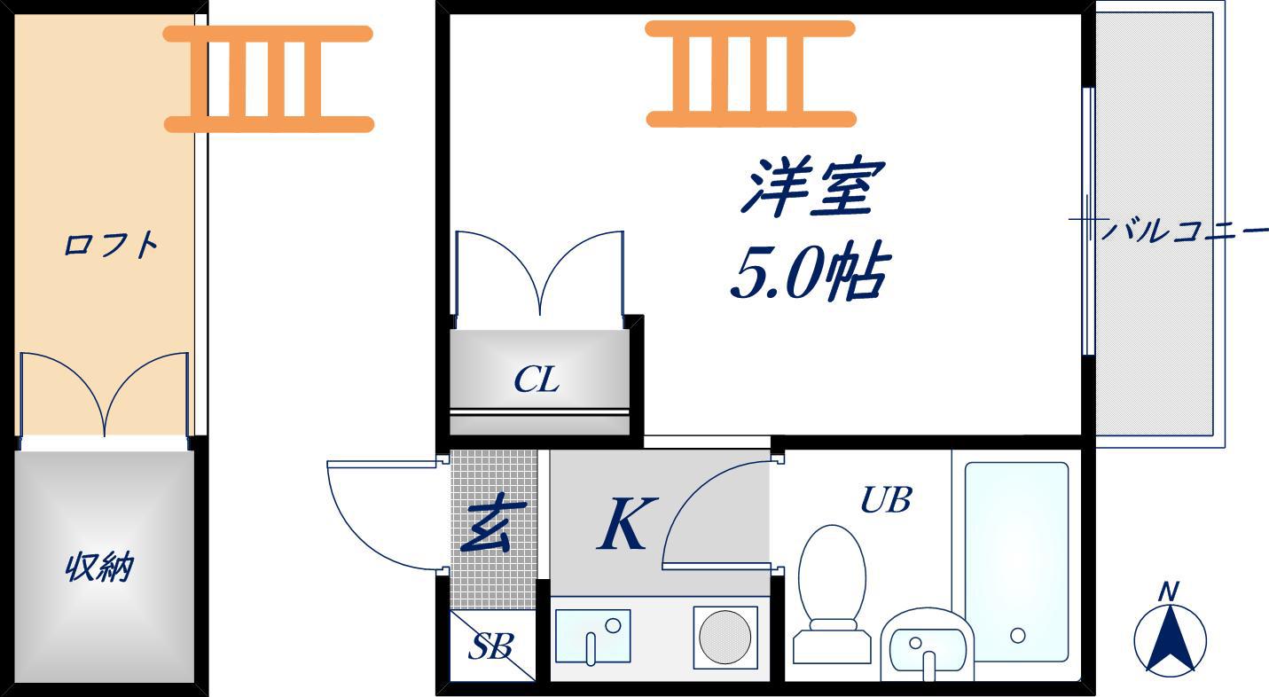 東ハリマハイツ(1K/2階)の間取り写真
