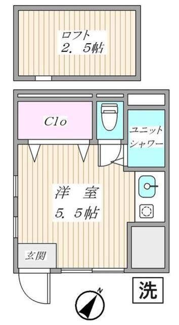 千石ハイム(ワンルーム/1階)の間取り写真