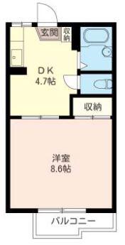 イーストハウスB(1DK/2階)の間取り写真