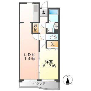 CREA名駅南(1LDK/1階)の間取り写真
