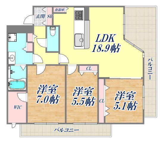 イトーピア夙川結善町(3LDK/2階)の間取り写真