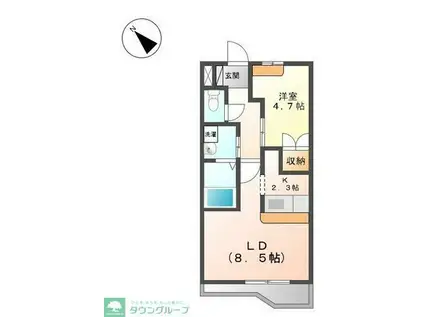 グレーシア(1LDK/2階)の間取り写真