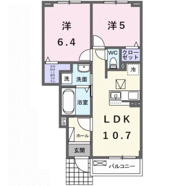 フェリーチェ(2LDK/1階)の間取り写真