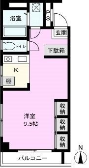 メゾンしの(1K/2階)の間取り写真