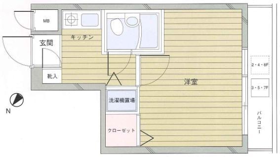 フェニックス荻窪(1K/6階)の間取り写真