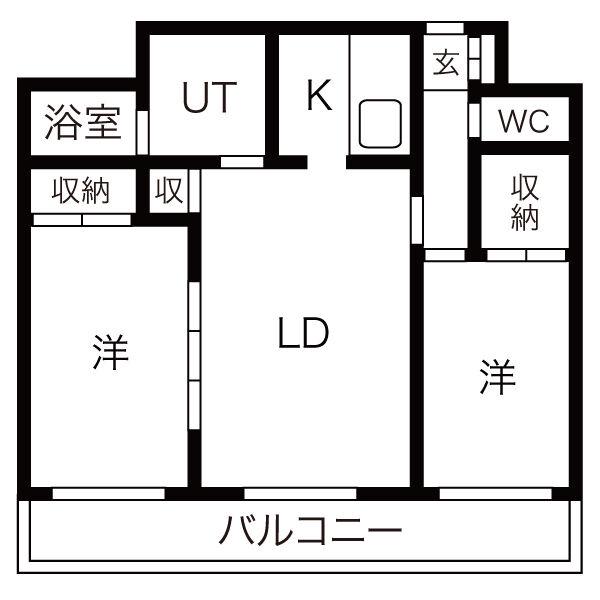 カーサ・フェリーチェ(2LDK/3階)の間取り写真