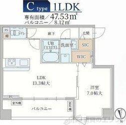 ル・モベイ天神橋(1LDK/7階)の間取り写真
