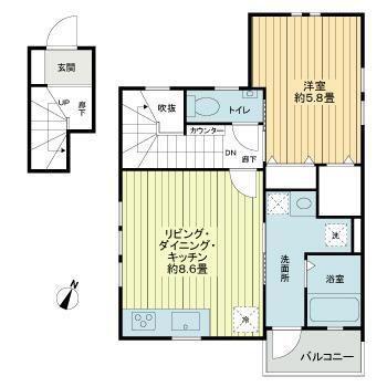 コースタル金杉(1LDK/2階)の間取り写真