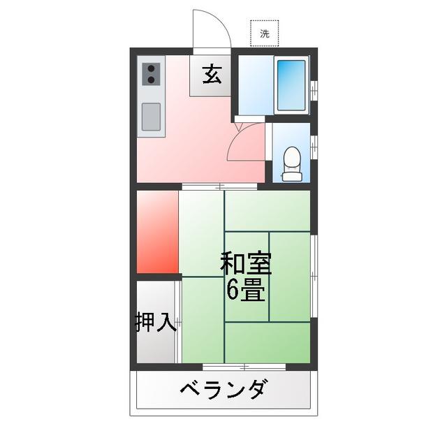ハイツエンドウ(1K/2階)の間取り写真