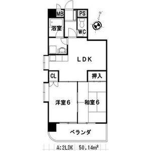 第3猪飼ビル(2LDK/7階)の間取り写真