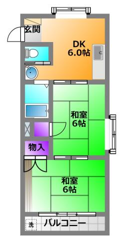 コーポPOND(2DK/2階)の間取り写真