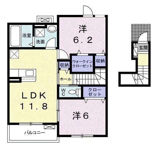 ベル ブルック(2LDK/2階)の間取り写真