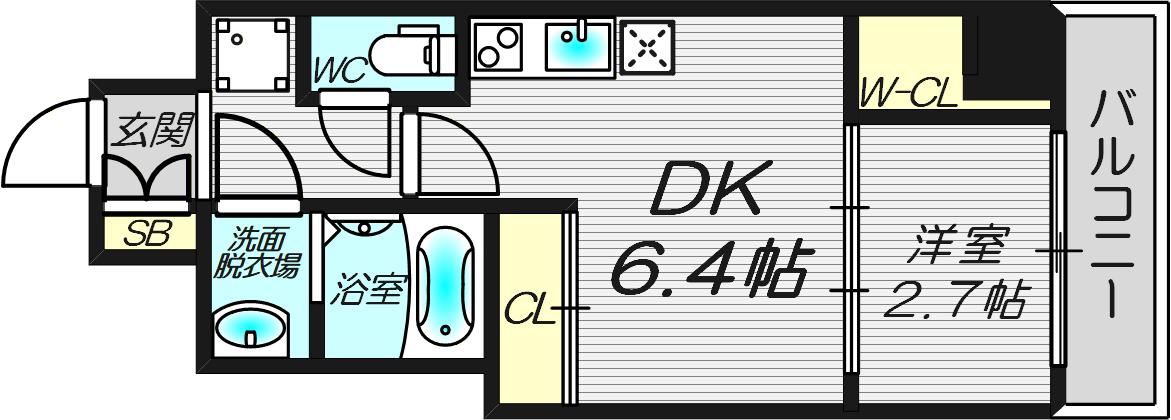セレニテ桜川駅前プリエ(1DK/4階)の間取り写真