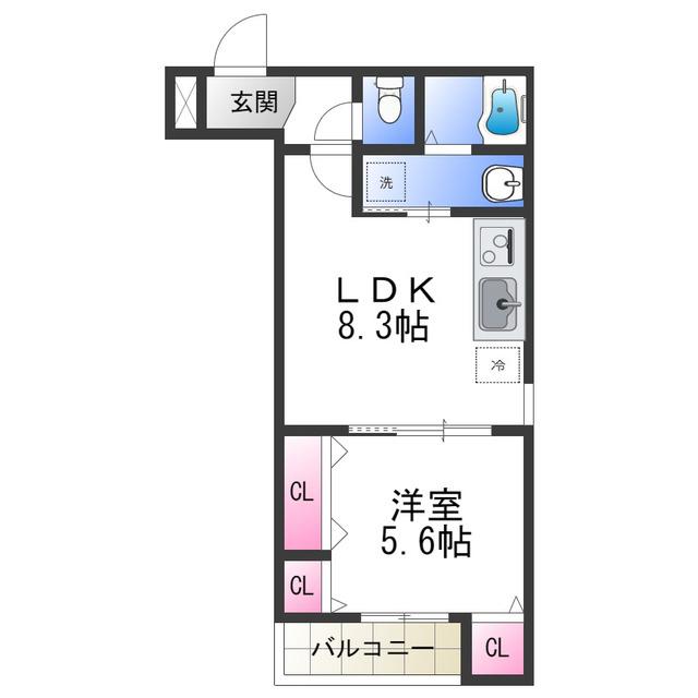 フジパレス高石駅西I番館(1LDK/2階)の間取り写真