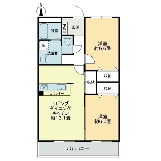 フォブール鶴見II(2LDK/2階)の間取り写真