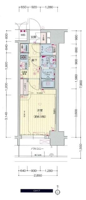 プレサンスNAGOYA本陣(1K/7階)の間取り写真
