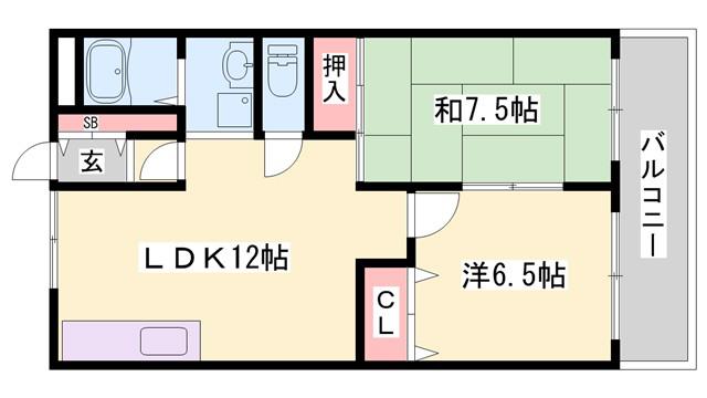 高浜BLDII(2LDK/3階)の間取り写真