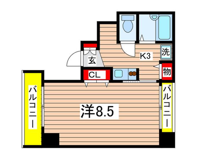 マリンパレス新田町(1K/6階)の間取り写真