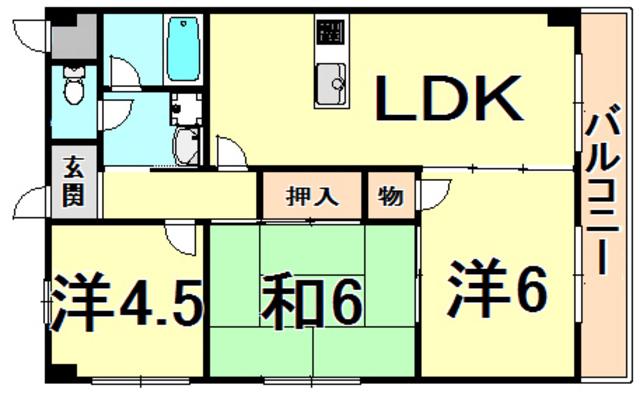 ハイムヤマダ(3LDK/3階)の間取り写真