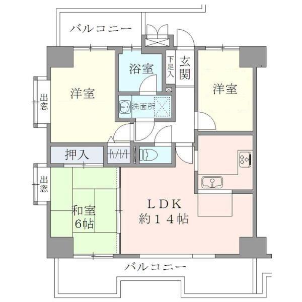 サンリヴァ隅田(3LDK/8階)の間取り写真