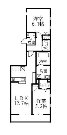 ARCTURUS国分寺(2LDK/3階)の間取り写真