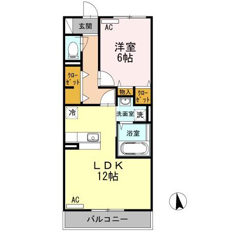 エスポア(1LDK/3階)の間取り写真