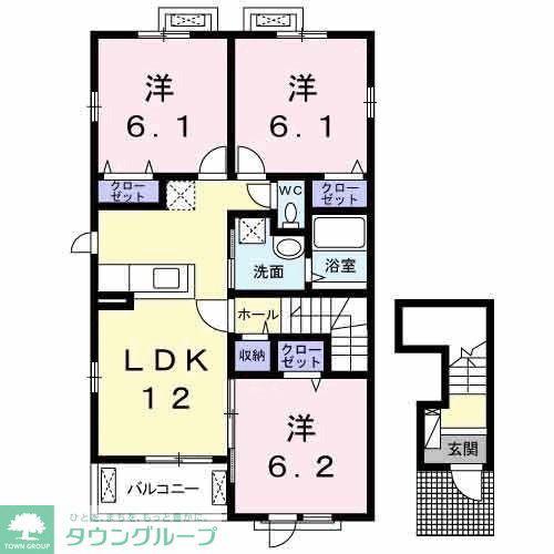 セレノカーサII(3LDK/2階)の間取り写真