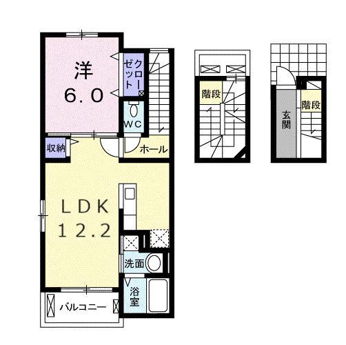 プラシードN A(1LDK/3階)の間取り写真