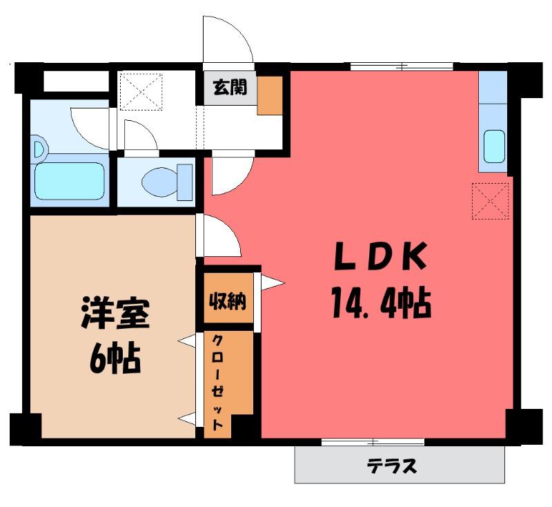 サンハイツT(1LDK/1階)の間取り写真