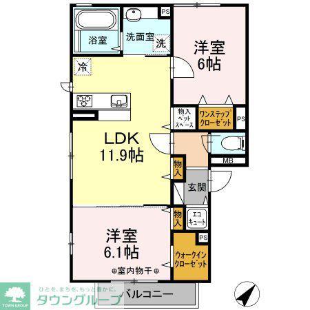 和庵 丘(2LDK/3階)の間取り写真