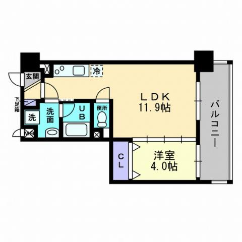 アーバン道後今市(1LDK/9階)の間取り写真