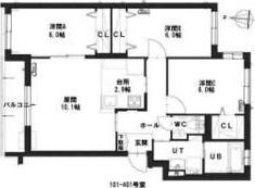 グランメール石山通(3LDK/3階)の間取り写真