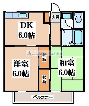 第2畷ガーデンハイツ(2DK/1階)の間取り写真