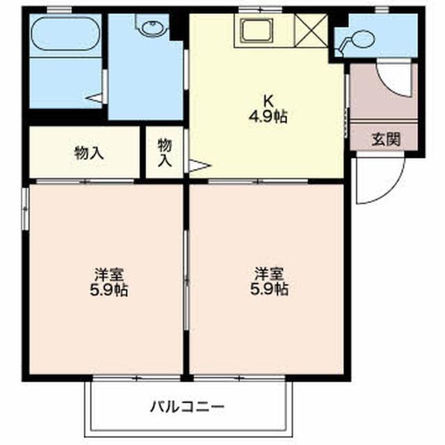 フレグランス安原(2DK/1階)の間取り写真