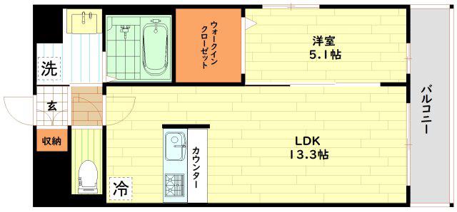 LE CEDRE天神橋(1LDK/4階)の間取り写真