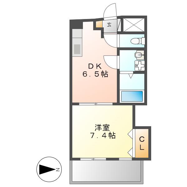 CLAIR HEIWA(1DK/7階)の間取り写真