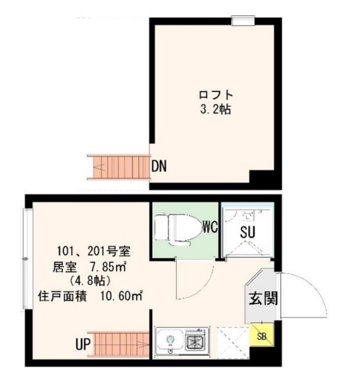 アーバンクレスト(ワンルーム/2階)の間取り写真