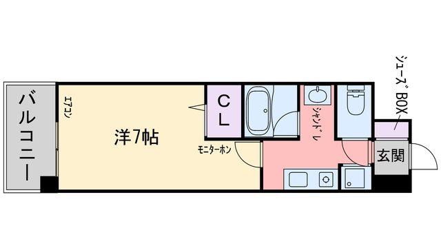 ウィンビー小田部(1K/3階)の間取り写真