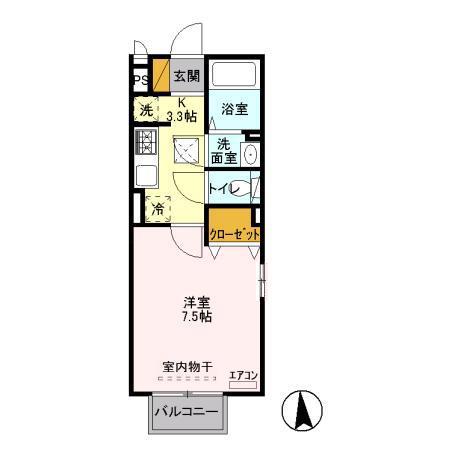アルテール(1K/1階)の間取り写真