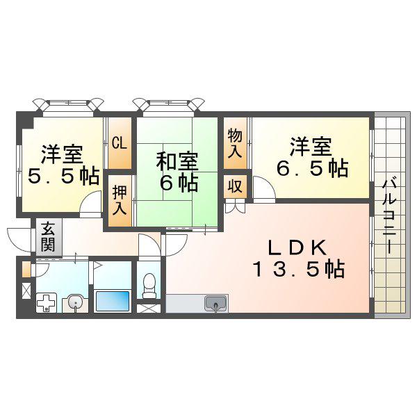 ベラヴィスタ垂水(3LDK/2階)の間取り写真