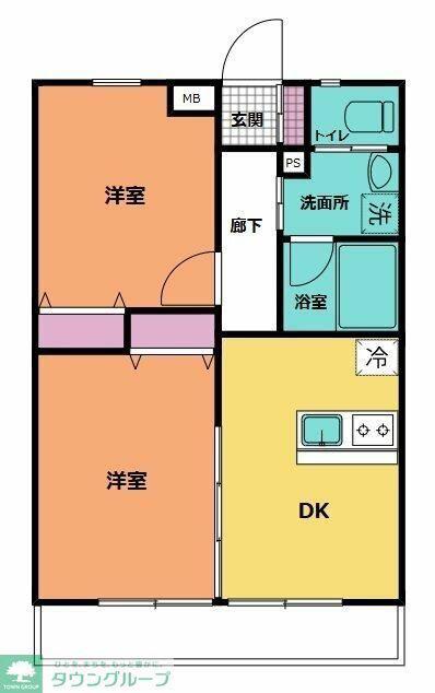アステリア(2DK/1階)の間取り写真