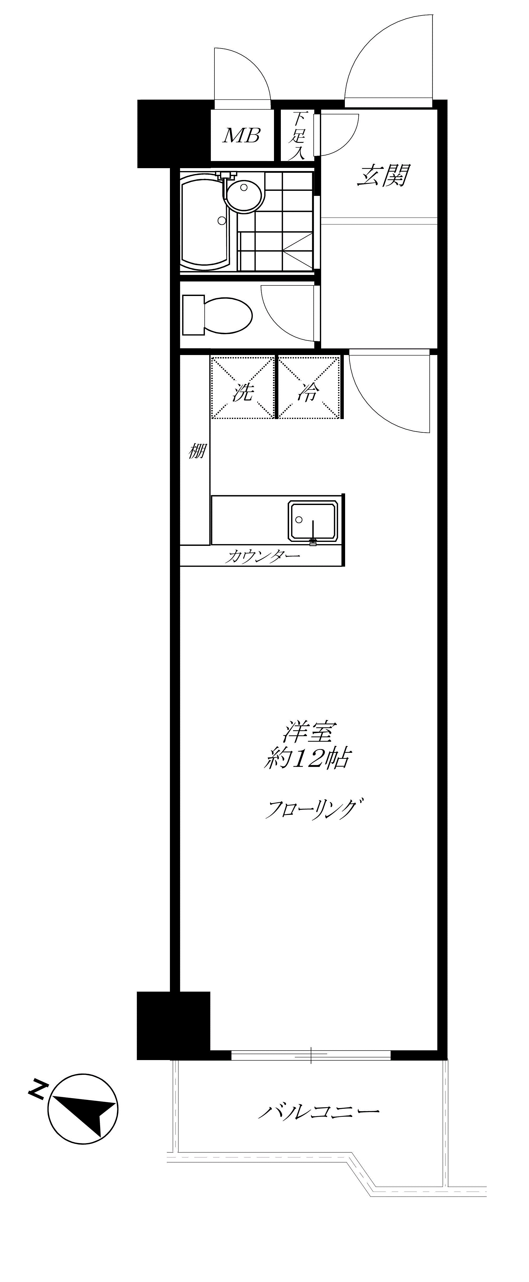 クレール御殿山(ワンルーム/2階)の間取り写真